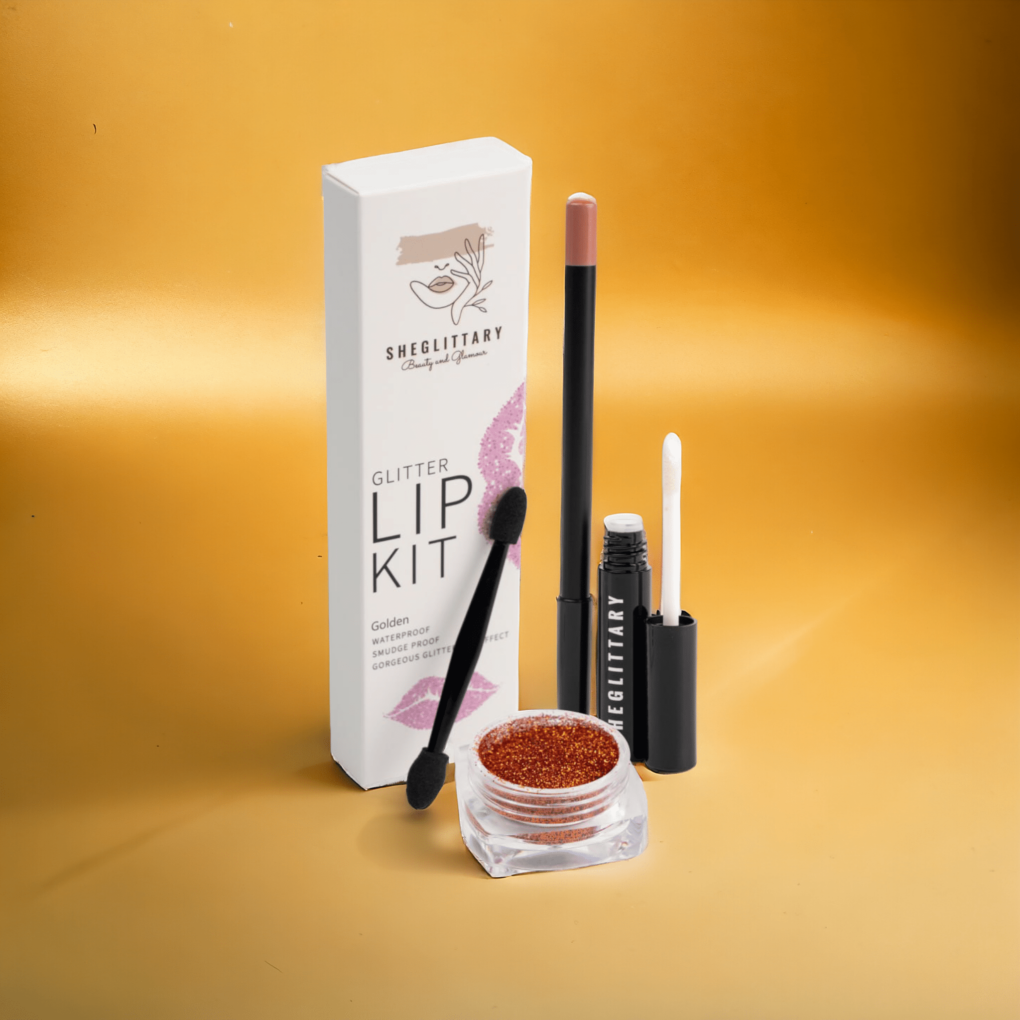 Golden Glitter Lip Kit - SHEGLITTARYGolden Glitter Lip KitSHEGLITTARY