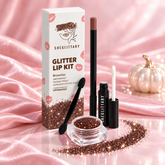 SHEGLITTARY Brownies Glitter Lip Kit โ upgraded packaging on pink satin
