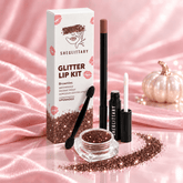 SHEGLITTARY Brownies Glitter Lip Kit โ upgraded packaging on pink satin