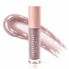Sheglittary High Lip Gloss Blossom bottle and matching gloss swatch