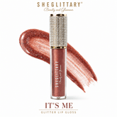 Sheglittary Glitter Lip Gloss It's Me bottle and swatch