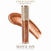 Sheglittary Glitter Lip Gloss Move on bottle and swatch