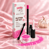 SHEGLITTARY Sweet Glitter Lip Kit – upgraded packaging on pink satin