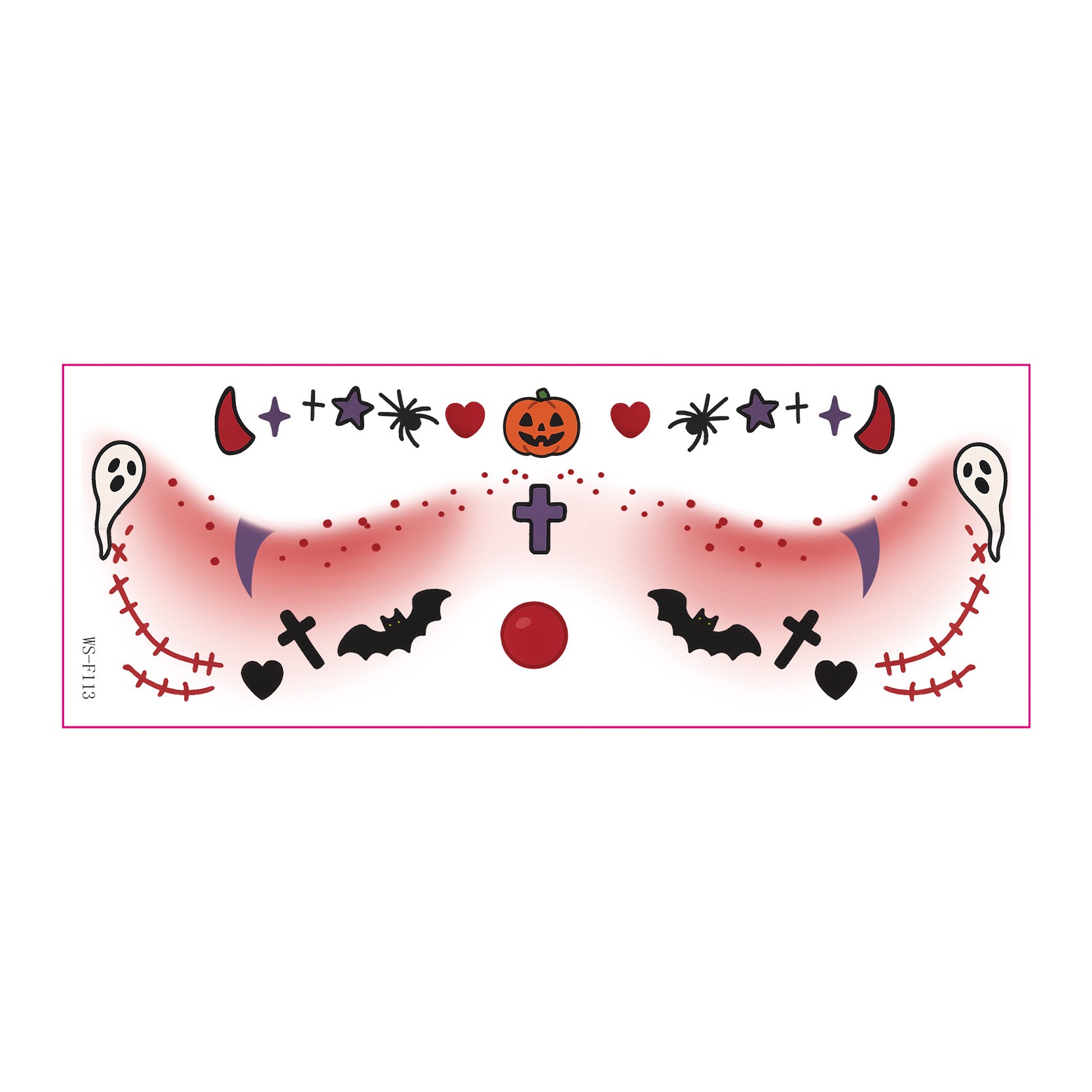 Alt: Halloween makeup sticker with pumpkin flags and spooky details