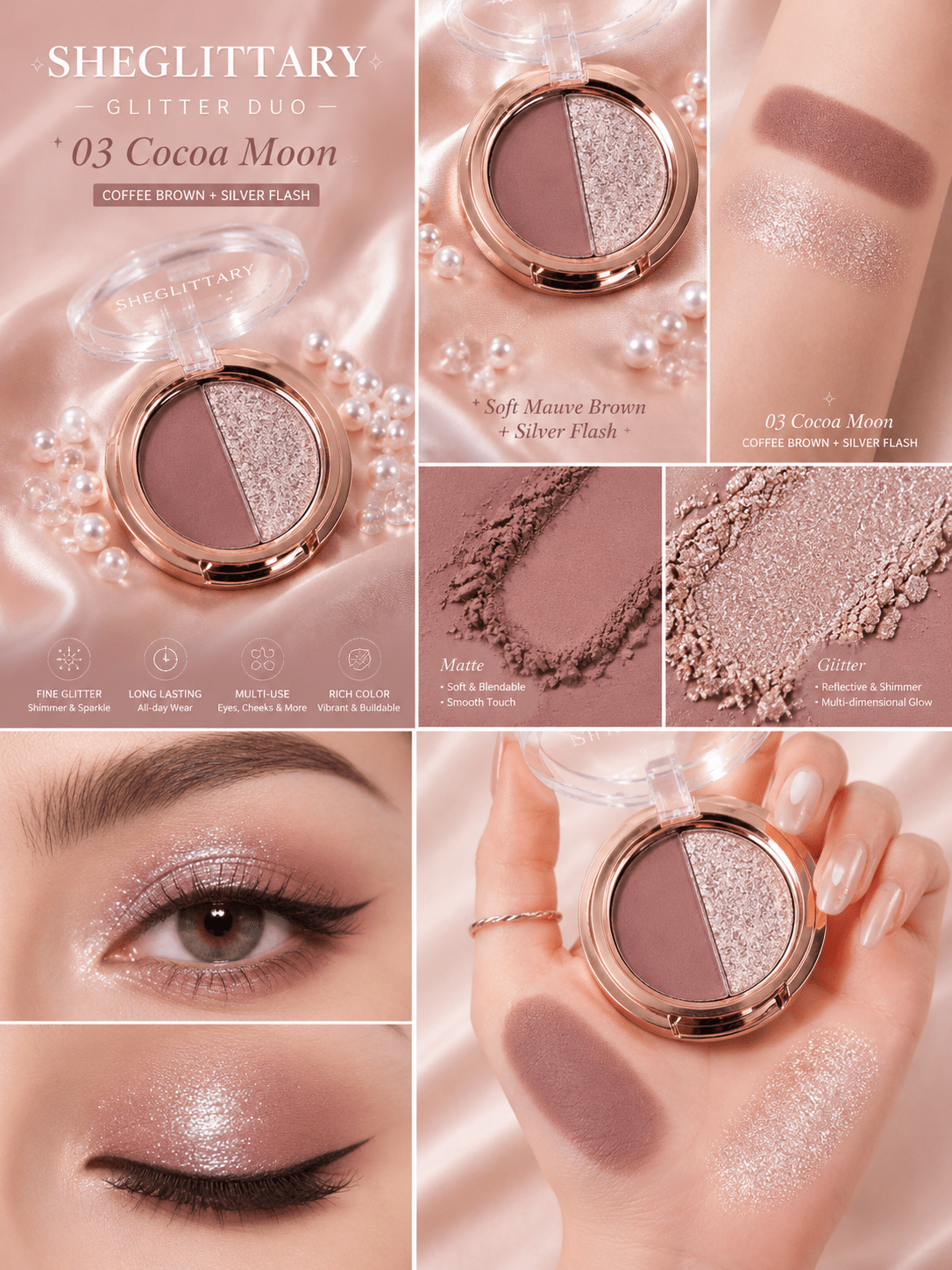 SHEGLITTARY Glitter Duo | Ultra Pigmented Eyes & Cheeks Duo - SHEGLITTARY