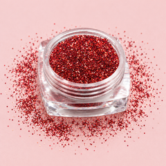SHEGLITTARY coco-red-sugar loose glitter jar – studio photo