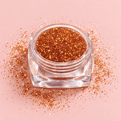 SHEGLITTARY golden loose glitter jar – studio photo