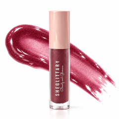 Sheglittary High Lip Gloss Lost Angel bottle and matching gloss swatch