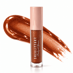 Sheglittary High Lip Gloss Sweet Like Hunny bottle and matching gloss swatch