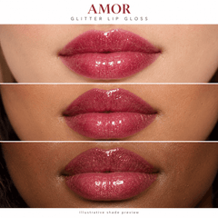 Sheglittary Glitter Lip Gloss Amor lip swatches