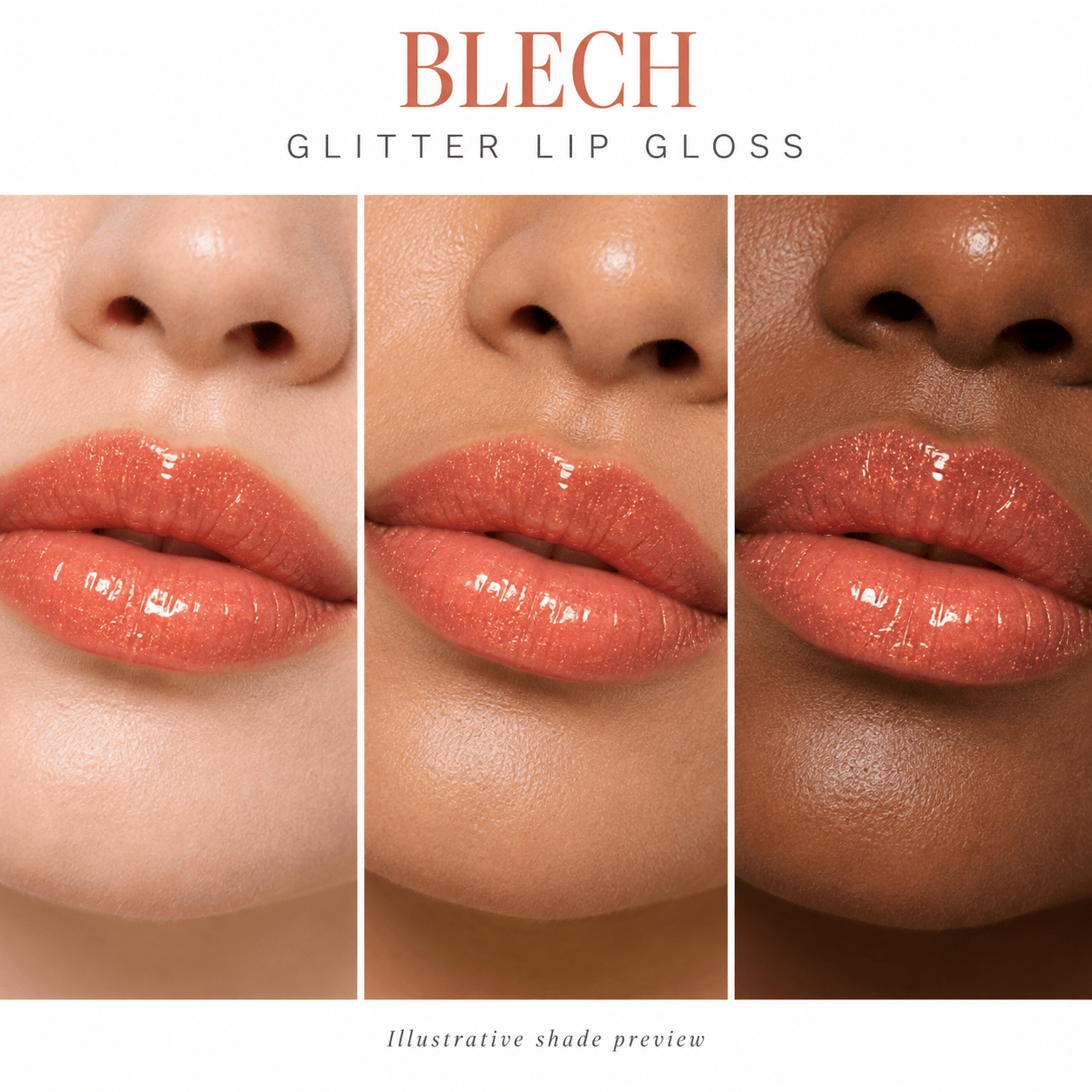 Sheglittary Glitter Lip Gloss Blech lip swatches