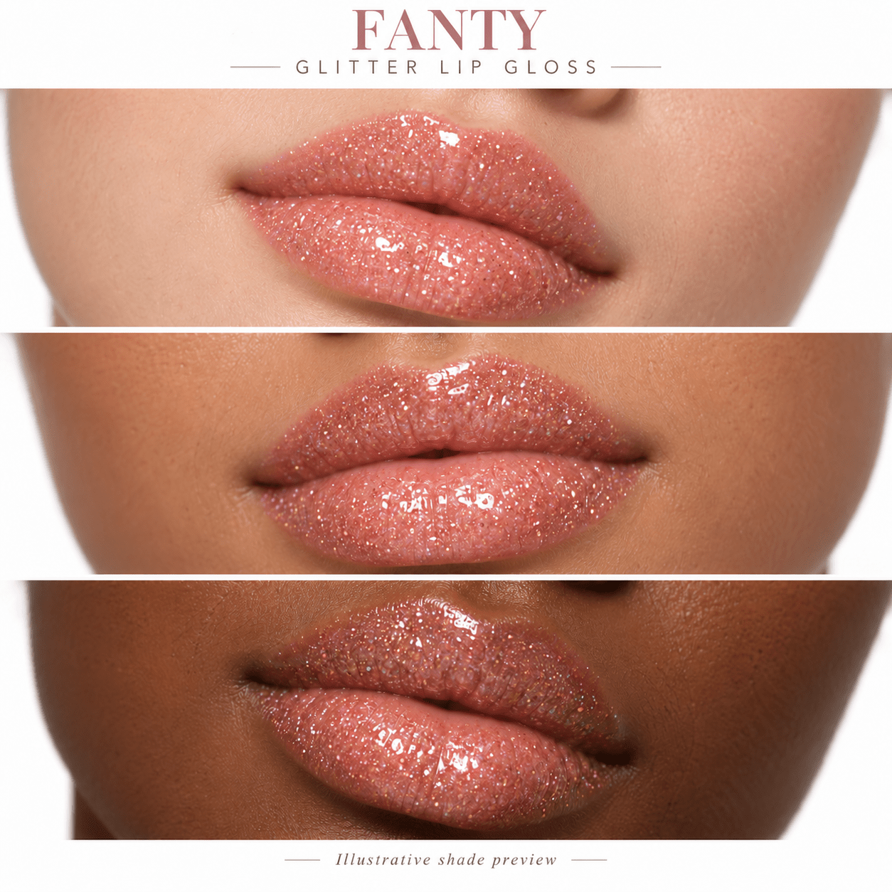 Sheglittary Glitter Lip Gloss Fanty lip swatches