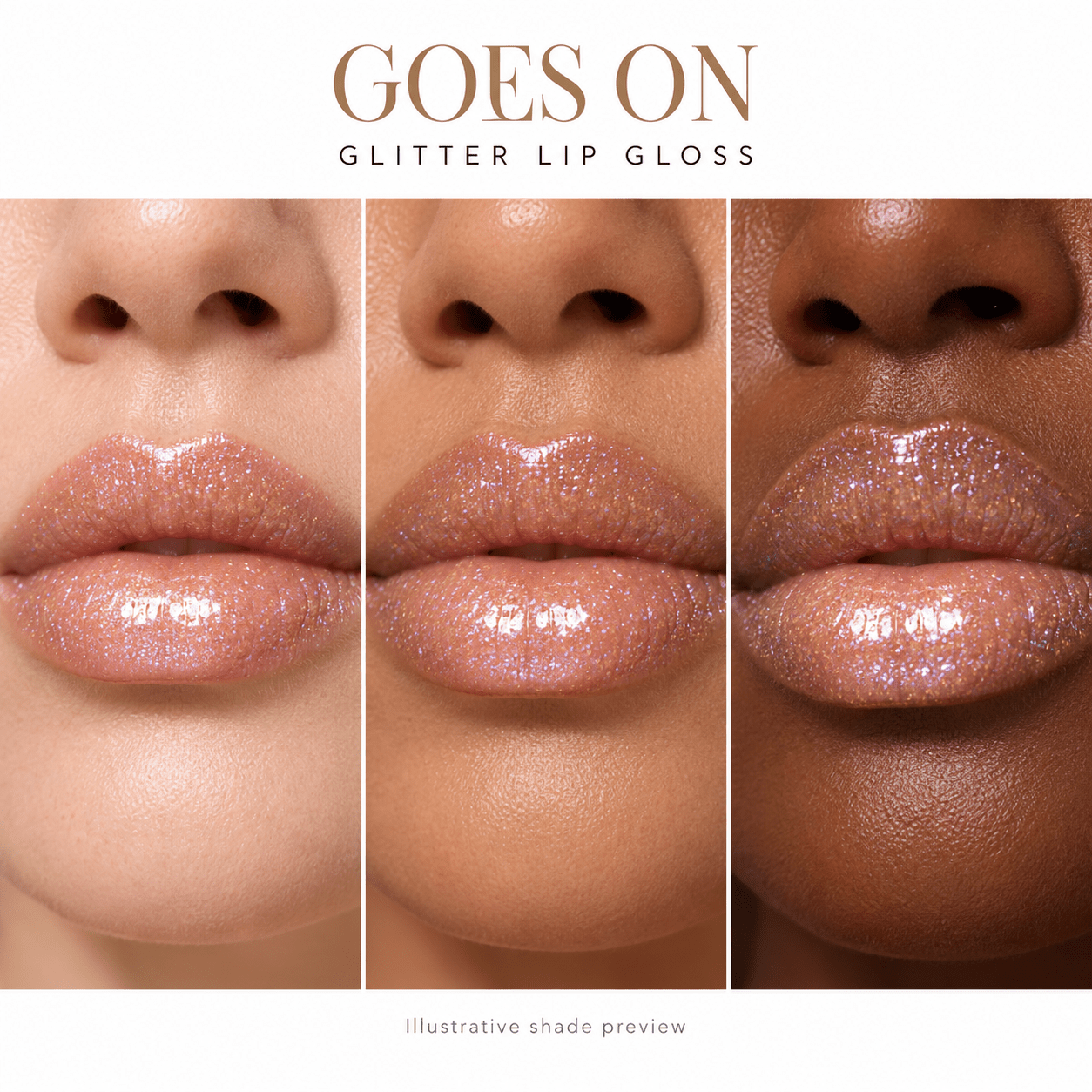 Sheglittary Glitter Lip Gloss Goes On lip swatches