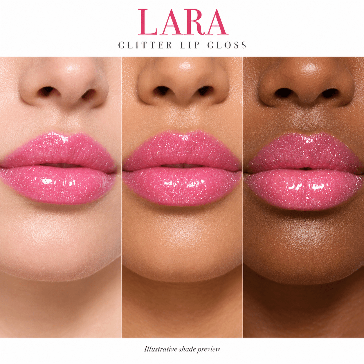 Sheglittary Glitter Lip Gloss Lara lip swatches